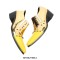 Pointed Toe Patent Leather Slip On Chunky Heels Punk Style Chelsea Loafers - Yellow