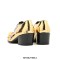 Pointed Toe Patent Leather Slip On Chunky Heels Punk Style Chelsea Loafers - Yellow
