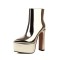 Pointed Toe Platforms Chunky Heels Ankle Highs Booties - Gold Patent