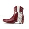 Pointed Toe Chunky Heels Western Cowboy Style Side Zipper Fringer Star Nail Decor Boots - Red