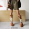 Round Toe Knee Highs Cross Decorated Flat Western Cowboy Boots - Auburn