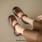 Round Toe Chunky Heels Mary Janes Buckle Straps Pumps - Brown