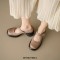 Round Toe Chunky Heels Mary Janes Buckle Straps Pumps - Tan