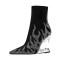Pointed Toe Strange Leopard Teeth Heels Flame Rhinestones Beads Ankle Highs Booties - Silver