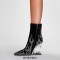 Pointed Toe Strange Leopard Teeth Heels Flame Rhinestones Beads Ankle Highs Booties - Silver