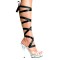 Ballerina Stiletto Heels Ankle Gladiator Silk Straps Elegant Catwalk Transparent Sandals - Black PVC