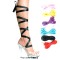 Ballerina Stiletto Heels Ankle Gladiator Silk Straps Elegant Catwalk Transparent Sandals - Black PVC