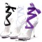 Ballerina Stiletto Heels Ankle Gladiator Silk Straps Elegant Catwalk Transparent Sandals - White PVC