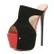 Peep Toe Super High Stiletto Heels Nightclub Platforms Sandals - Black Red Faux Leather - Size 7 SPECIAL
