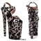 Peep Toe Stiletto Heels Leopard Print Ankle Cross Straps Platforms Sandals  - Light Pink Suede
