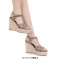 Peep Toe Hemb Rope Platforms Ankle Buckle T Straps Summer Wedges Sandals - Taro Leather