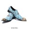 Pointed Metal Lion Toe Genuine Leather Chelsea Loafers - SkyBlue