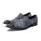 Pointed Metal Lion Toe Genuine Leather Chelsea Loafers - Gray