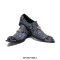 Pointed Metal Lion Toe Genuine Leather Chelsea Loafers - Gray