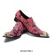 Pointed Metal Lion Toe Genuine Leather Chelsea Loafers - Red