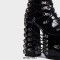 Round Toe Platforms Lace Up Chunky Heels Platforms Punk Gothic Side Zipper Boots - Black