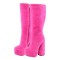 Round Toe Chunky Heels Fluffy Plush Platforms Knee Highs Side Zipper Boots - HotPink