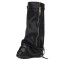 Round Toe Turned-over Edge Knee Highs Vegan Leather Platforms Wedges Party Boots - Black