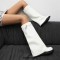 Round Toe Turned-over Edge Knee Highs Vegan Leather Platforms Wedges Boots - White