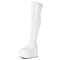 Round Toe Over The Knees Patent Platforms Wedges Booties - White