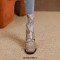 Square Toe Chunky Heels Elastic Fiber Mid Calf Ankle High Boots - Apricot