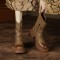 Round Toe Chunky Heels Buckle Straps Zipper Motorcycle Ankle High Boots - Khaki