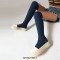 Round Toe Platforms Over The Knees Denim Vintage Sneakers  Boots - Dark Blue