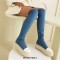 Round Toe Platforms Over The Knees Denim Vintage Sneakers  Boots - Light Blue