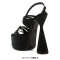 Pointed Open Toe Cone Elegant Heels Ankle Slingback Straps Platforms Glitters Sandals - Black Microfiber