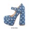 Round Toe Chunky Heels Mary Janes Platforms Punk Pumps - Blue