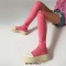Round Toe Platforms Over The Knees Waterproof Vintage Sneakers  Boots - Pink Faux Leather