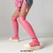 Round Toe Platforms Over The Knees Waterproof Vintage Sneakers  Boots - Pink Faux Leather