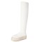 Round Toe Platforms Over The Knees Waterproof Vintage Sneakers  Boots - White Faux Leather