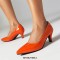 Pointed Toe Kitten Heels Vintage Style Pumps - Orange