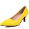 Pointed Toe Kitten Heels Vintage Style Pumps - Yellow