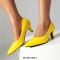 Pointed Toe Kitten Heels Vintage Style Pumps - Yellow