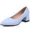 Pointed Toe Chunky Heels Vintage Style Matte Pumps - Blue