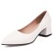 Pointed Toe Chunky Heels Vintage Style Matte Pumps - White