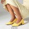 Pointed Toe Chunky Heels Vintage Style Matte Pumps - Yellow