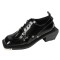 Square Toe Gothic Punk Style Lace Up Metal Buckles Chunky Heels Oxford Loafers - Black
