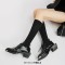 Square Toe Gothic Punk Style Lace Up Metal Buckles Chunky Heels Oxford Loafers - Black