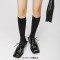 Square Toe Gothic Punk Style Lace Up Metal Buckles Chunky Heels Oxford Loafers - Black