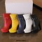 Round Toe Cuban Chunky Heels Platforms Ankle High Rivet Buckle Straps Autumn Boots - White
