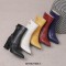 Pointed Toe Chunky Heels Buckle Straps Decorated Crocodile Print Ankle Highs Western Boots - Blue