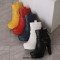 Round Toe Cuban Block Heels Platforms Ankle High O Ring Buckle Straps Boots - White