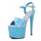 Peep Toe Glossy Stiletto Heels Ankle Buckle Straps Platforms Sandals - SkyBlue PVC