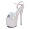 Peep Toe Glossy Stiletto Heels Ankle Buckle Straps Platforms Sandals - White PVC