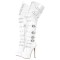 Round Toe Platforms Stiletto Heels Over The Knee Thigh High Stiletto Buckle Straps Side Zipper Punk Gothic Boots - White Patent