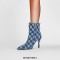 Pointed Toe Stiletto Heels Washable Denim Ankle High Boots - Blue