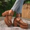 Round Toe Chunky Heels Platforms Mary Janes Pumps - Pink Patent